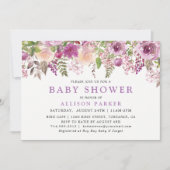 Paarse Lavendel Bloemen Baby shower Uitnodiging (Voorkant)