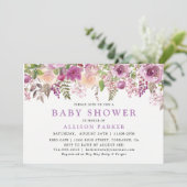 Paarse Lavendel Bloemen Baby shower Uitnodiging (Staand voorkant)