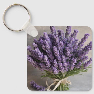 Paarse Lavendel Bloemen Boeket Sleutelhanger