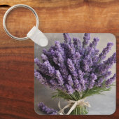 Paarse Lavendel Bloemen Boeket Sleutelhanger (Voorkant)