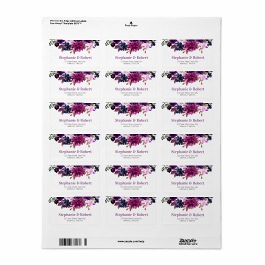 Paarse Lavendel Bloemen Boho Adreslabel Etiket (Full Sheet)