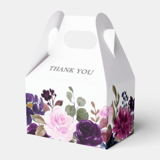 Paarse Lavendel Bloemen Boho Bruiloft Favor Box Bedankdoosjes (Achterkant)