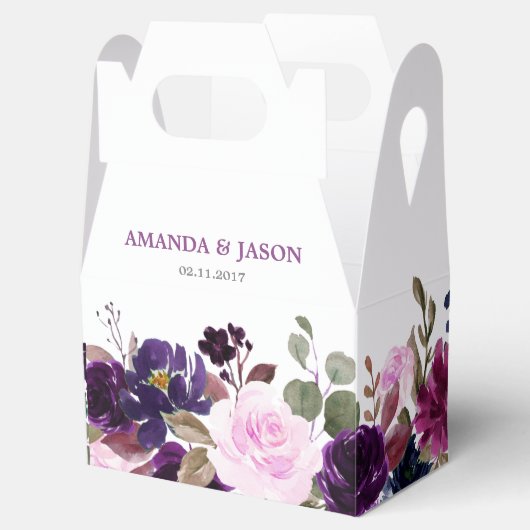 Paarse Lavendel Bloemen Boho Bruiloft Favor Box Bedankdoosjes (Geopend)