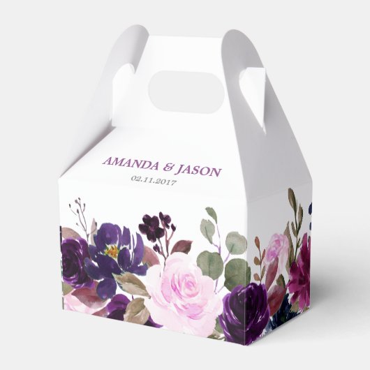 Paarse Lavendel Bloemen Boho Bruiloft Favor Box Bedankdoosjes (Voorkant Zijde)