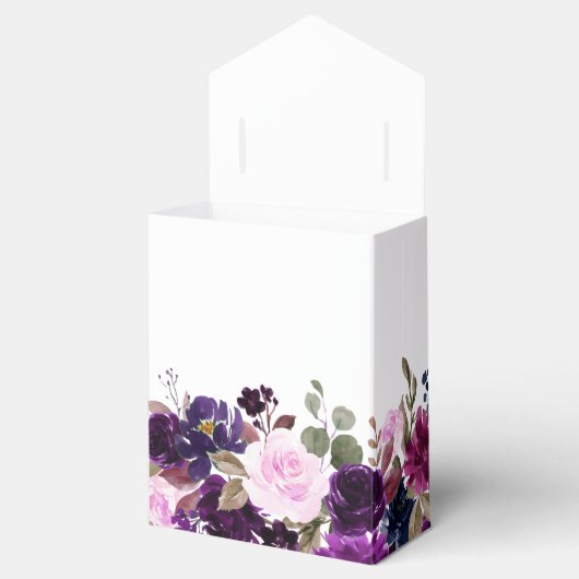 Paarse Lavendel Bloemen Boho Bruiloft Favor Box Bedankdoosjes (Geopend)