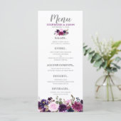 Paarse Lavendel Bloemen Boho Bruiloft menu (Staand voorkant)