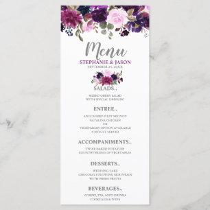 Paarse Lavendel Bloemen Boho Bruiloft Menu