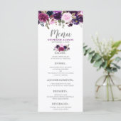Paarse Lavendel Bloemen Boho Bruiloft Menu (Staand voorkant)
