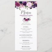 Paarse Lavendel Bloemen Boho Bruiloft Menu (Voorkant)