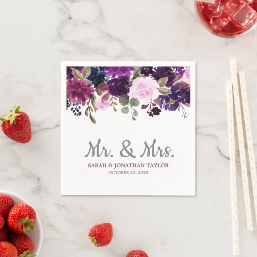 Paarse Lavendel Bloemen Boho Trouwpapier servet (Insitu)