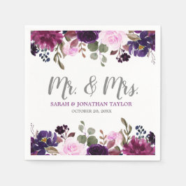 Paarse Lavendel Bloemen Boho Trouwpapier servet