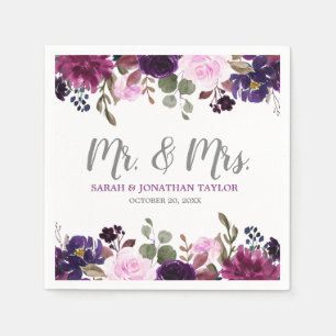 Paarse Lavendel Bloemen Boho Trouwpapier servet