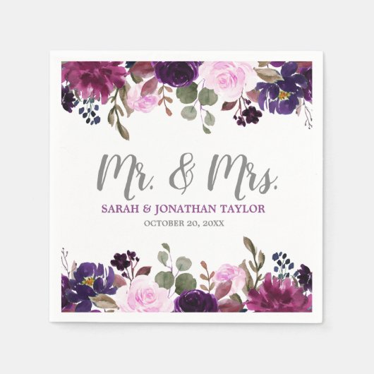 Paarse Lavendel Bloemen Boho Trouwpapier servet (Voorkant)