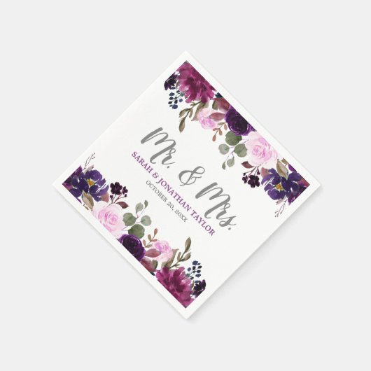 Paarse Lavendel Bloemen Boho Trouwpapier servet (Hoek)