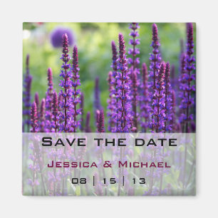 Paarse Lavendel Bloemen Bruiloft Save the Date Mag Magneet