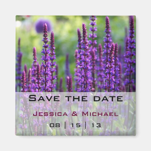 Paarse Lavendel Bloemen Bruiloft Save the Date Mag Magneet (Voorkant)