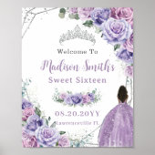 Paarse Lavendel Bloemen Bruin Prinses Verjaardag Poster (Voorkant)