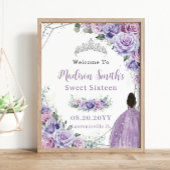 Paarse Lavendel Bloemen Bruin Prinses Verjaardag Poster