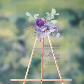 Paarse lavendel bloemen chic bruiloft welkom bord (Neutraal)