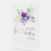 Paarse lavendel bloemen chic bruiloft welkom bord (Hoek)