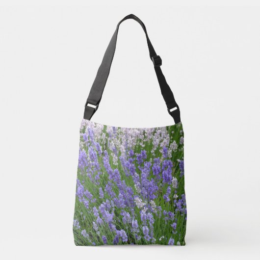Paarse lavendel bloemen crossbody tas (Voorkant)