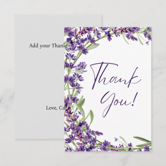 Paarse Lavendel Bloemen Dank u Baby shower Kaart (Voorkant / Achterkant)