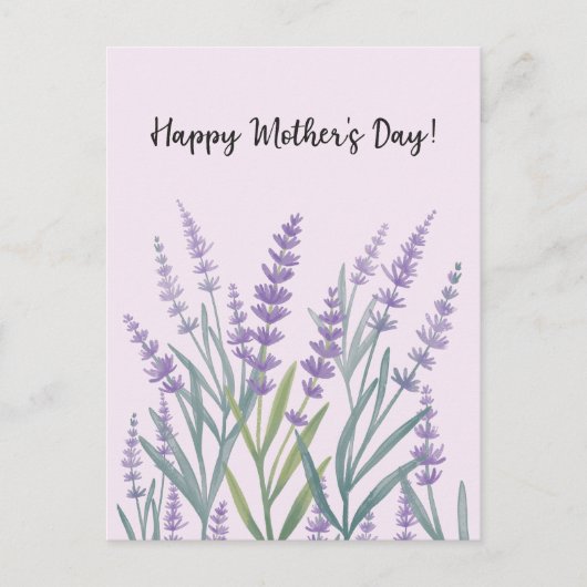 Paarse Lavendel Bloemen Gelukkige Moeders Dag Feestdagenkaart (Voorkant)
