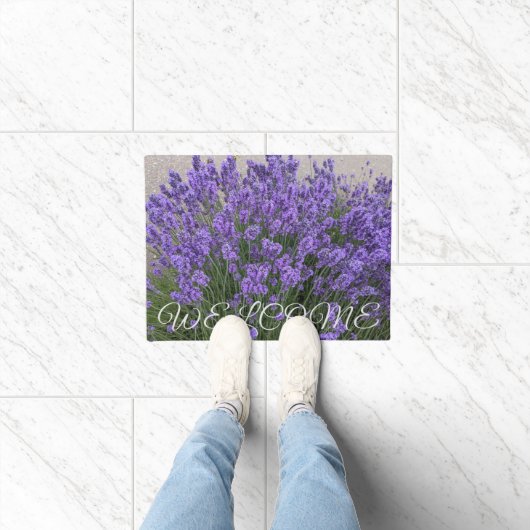 Paarse Lavendel Bloemen Gestileerde Welkom Deurmat (Binnen)