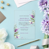 Paarse Lavendel Bloemen Groen Huwelijk Acryl Uitnodigingen (Insitu (Huwelijk))