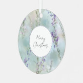 Paarse Lavendel Bloemen Kerst Metalen Ornament (Voorkant links)