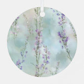 Paarse Lavendel Bloemen Kerst Metalen Ornament (Achterkant)