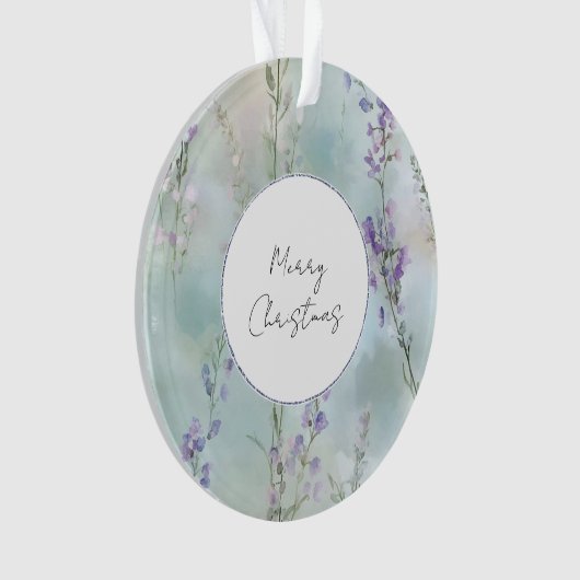 Paarse Lavendel Bloemen Kerst Ornament (voorkant)