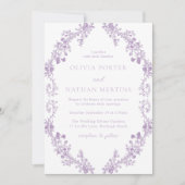  Paarse Lavendel Bloemen Krans Huwelijk Kaart (Voorkant)