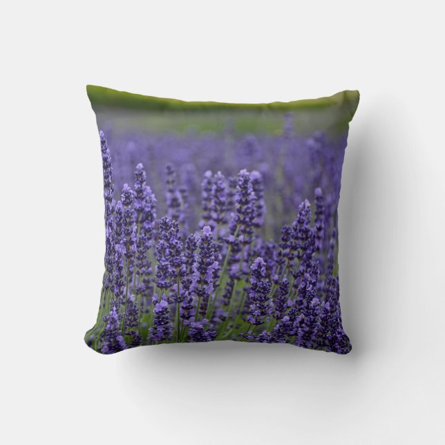 Paarse lavendel bloemen kussen (Voorkant)
