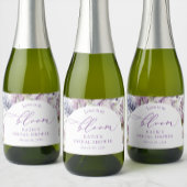 Paarse + Lavendel Bloemen Mini Champagne Label Sparkling Wijnetiket