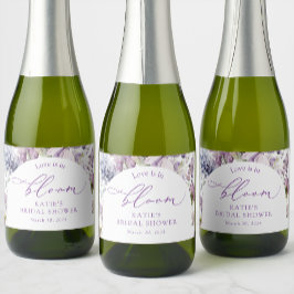 Paarse + Lavendel Bloemen Mini Champagne Label Sparkling Wijnetiket
