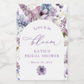 Paarse + Lavendel Bloemen Mini Wijnflesje Etiket (Enkel label)