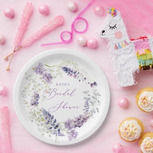 Paarse + lavendel bloemen papieren borden papieren bordje (Feest)