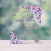 Paarse Lavendel Bloemen Quinceanera Bar Drink Menu Acryl Bord (Neutraal)