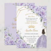 Paarse Lavendel Bloemen Quinceañera Dama Voorstel Kaart (Voorkant / Achterkant)