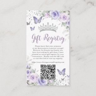 Paarse Lavendel Bloemen Quinceanera Gift Registry Informatiekaartje