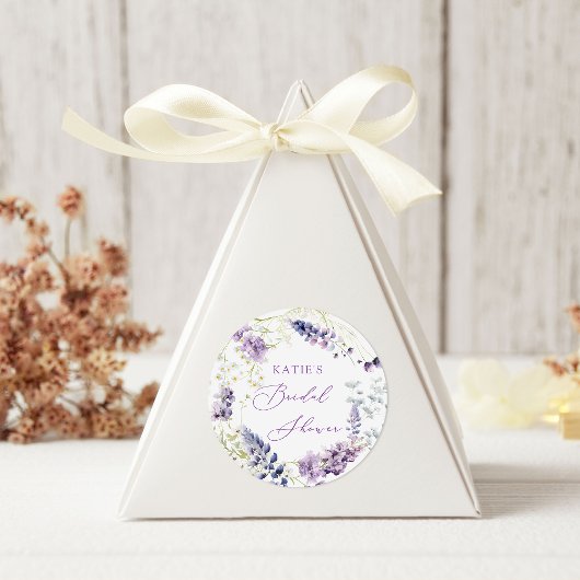 Paarse + Lavendel Bloemen Ronde Sticker