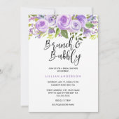 Paarse Lavendel Bloemen Roos Brunch en Bubble Kaart (Voorkant)