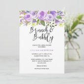 Paarse Lavendel Bloemen Roos Brunch en Bubble Kaart (Staand voorkant)
