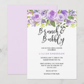 Paarse Lavendel Bloemen Roos Brunch en Bubble Kaart (Voorkant / Achterkant)