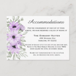 Paarse Lavendel Bloemen Script bruiloft Informatiekaartje