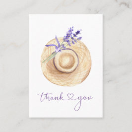 Paarse Lavendel Bloemen Strohoed Dank Je  Visitekaartje