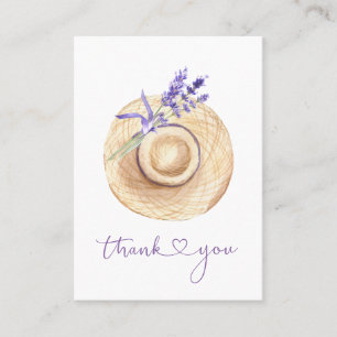 Paarse Lavendel Bloemen Strohoed Dank Je  Visitekaartje