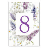 Paarse + Lavendel Bloemen Tafel Nummer Kaart (Voorkant)