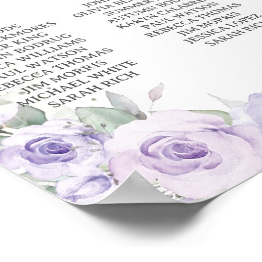 Paarse Lavendel Bloemen Trouwringen Zitting Grafie Poster (Hoek)